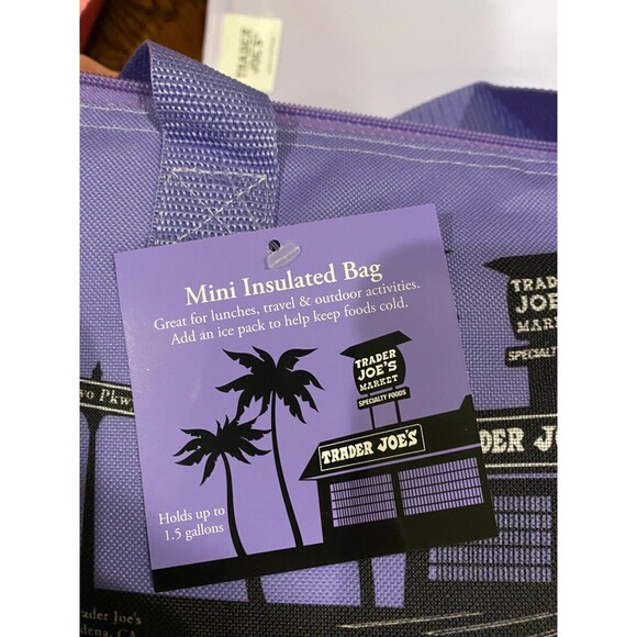Trader Joe's Bag Mini Insulated Cooler Tote Lunch Bag Lavender Purple NEW - Picture 7 of 10